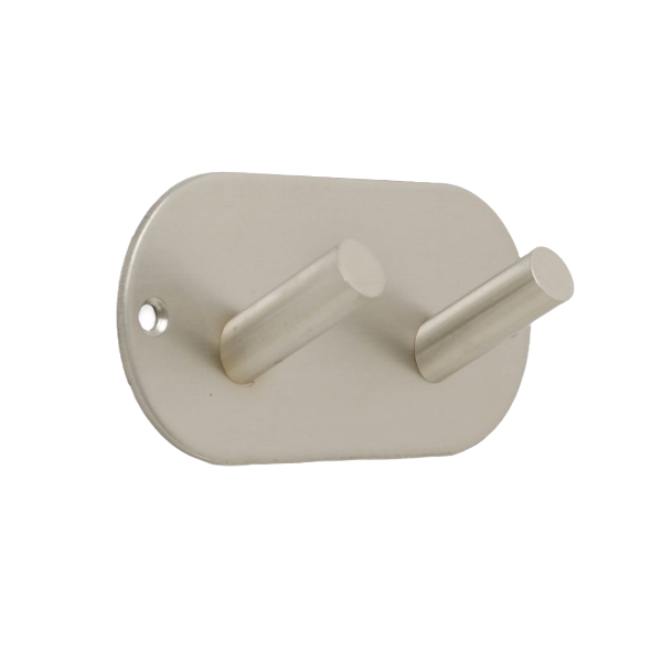 MODERN DOUBLE ROBE HOOK ON OVAL PLATE